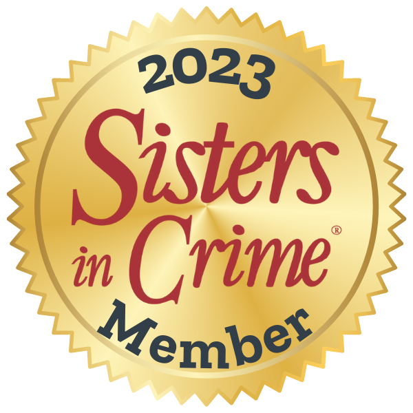 Gold seal showing membership in 2023 Sisters in Crime