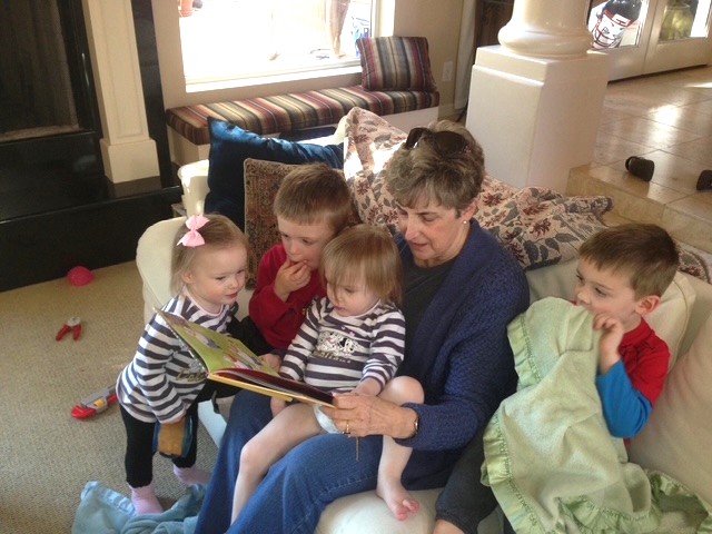 Susan reading to her twins when they were little